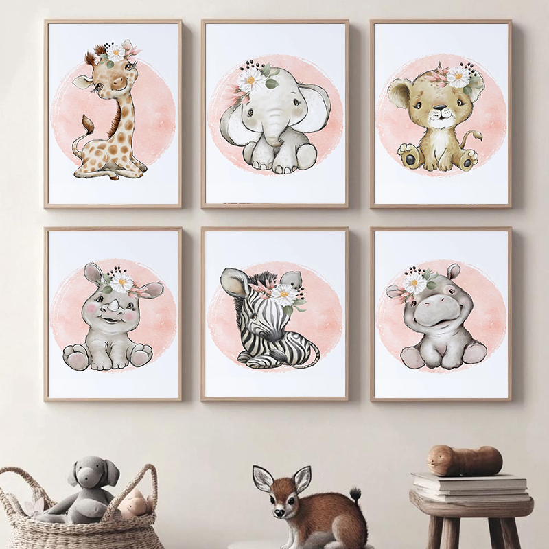 Baby Nursery Jungle - Animal Baby Floral Jungle Safari Lion