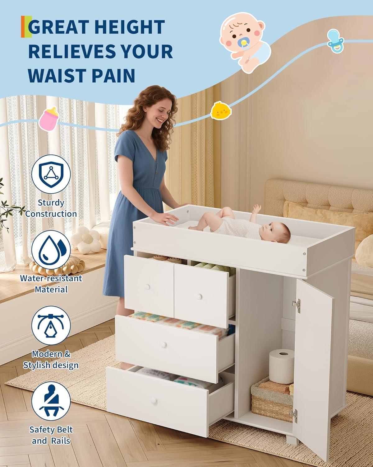 Baby Nursery Dresser Changing Table - Changing Table Dresser Nursery Baby Dresser