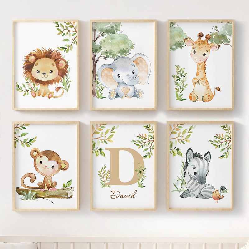 Baby Nursery Jungle - Lion Elephant Giraffe Monkey Zebra Nursery