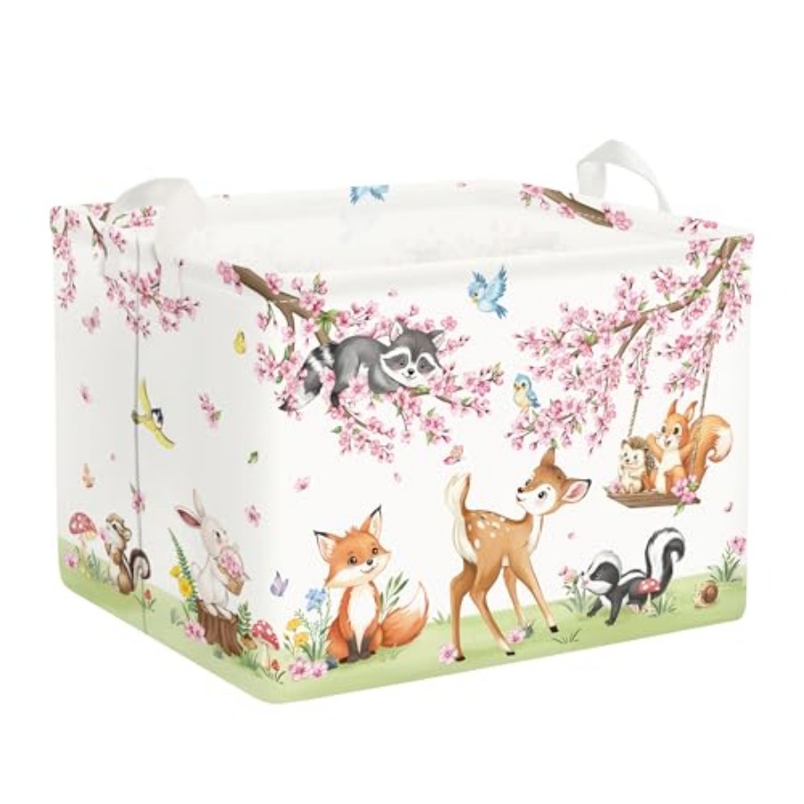 Baby Nursery Laundry Basket - Forest Animal Baby Storage Basket Leaf