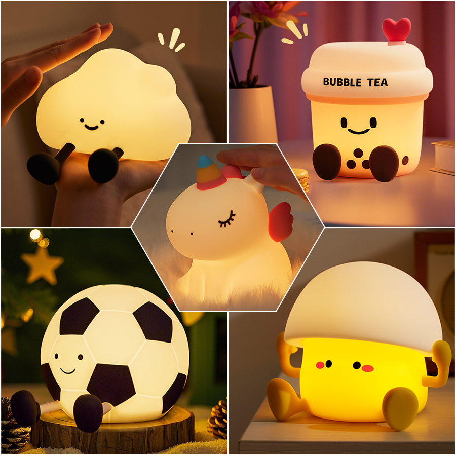 Baby Nursery Table Lamp - Cute Silicone Night Light Dimmable Nursery