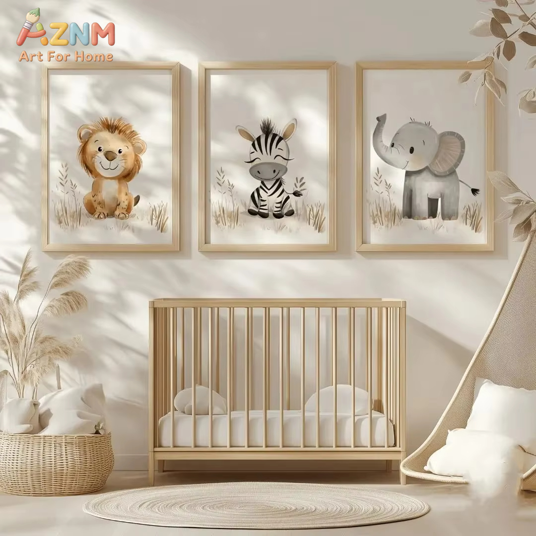 Baby Nursery Jungle - Neutral Nursery Wall Art 3PCS Unframed