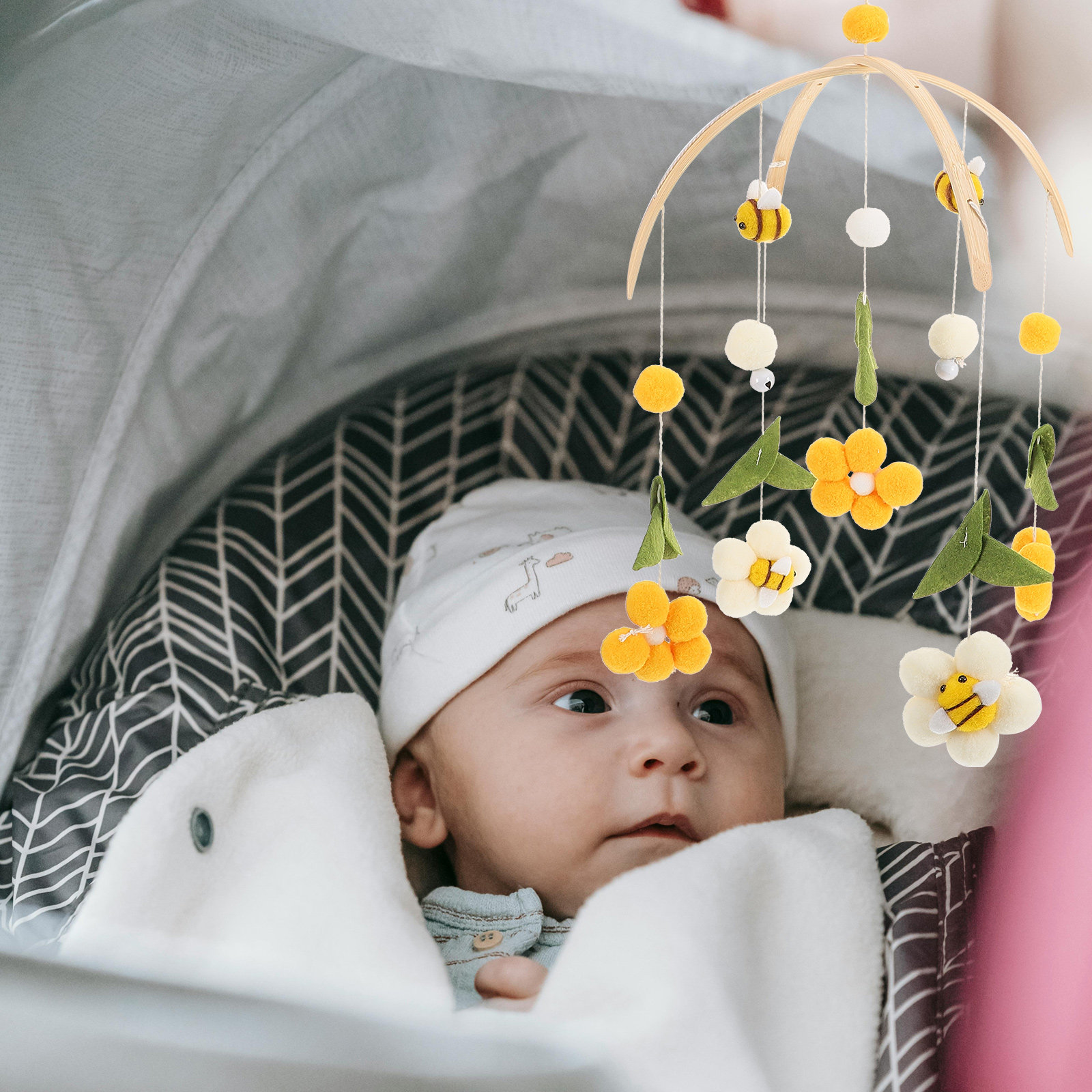 Baby Nursery Themes Girl - Crib Mobile for Girls Bee and