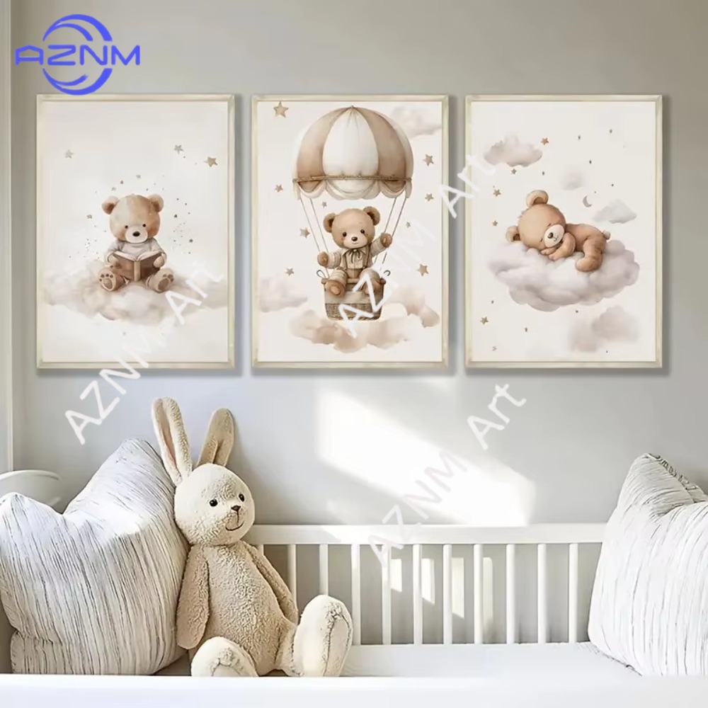 Baby Nursery Wall Decor - 1Pc/3Pcs Bohemian Style Teddy Bear Animal