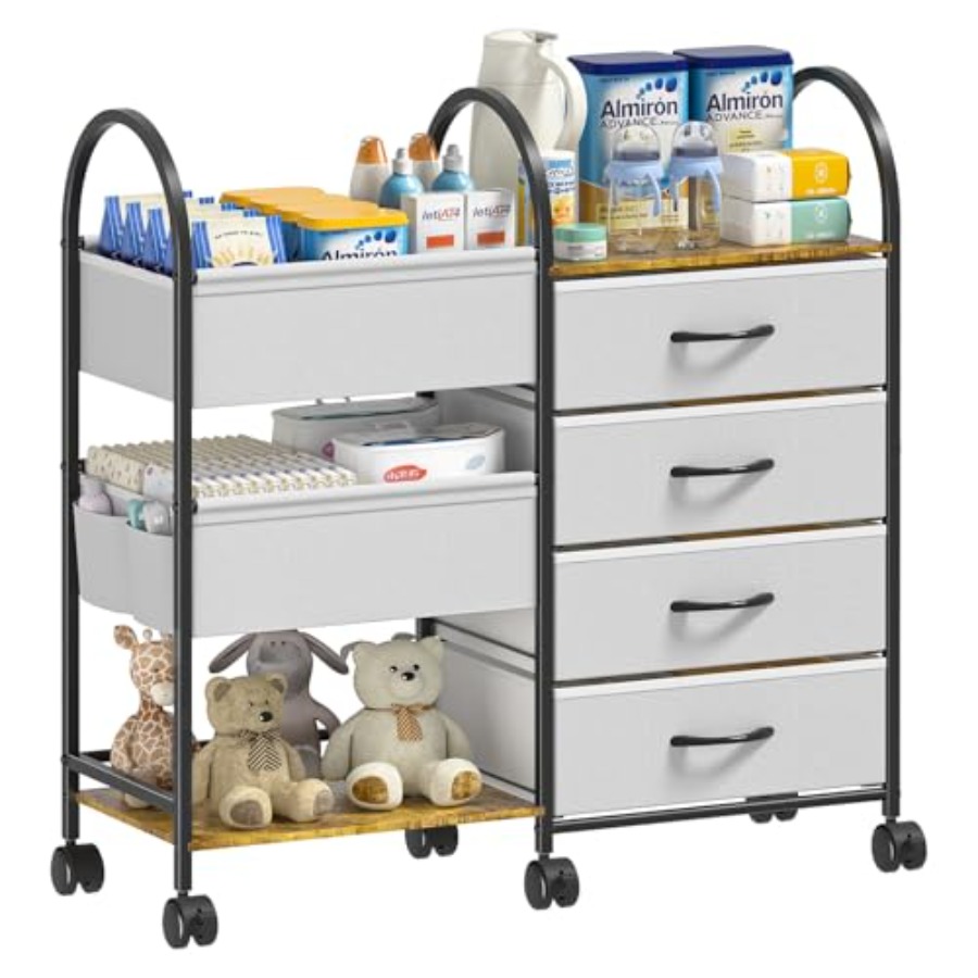 Baby Nursery Storage - Baby Diaper Caddy Organizer Cart with