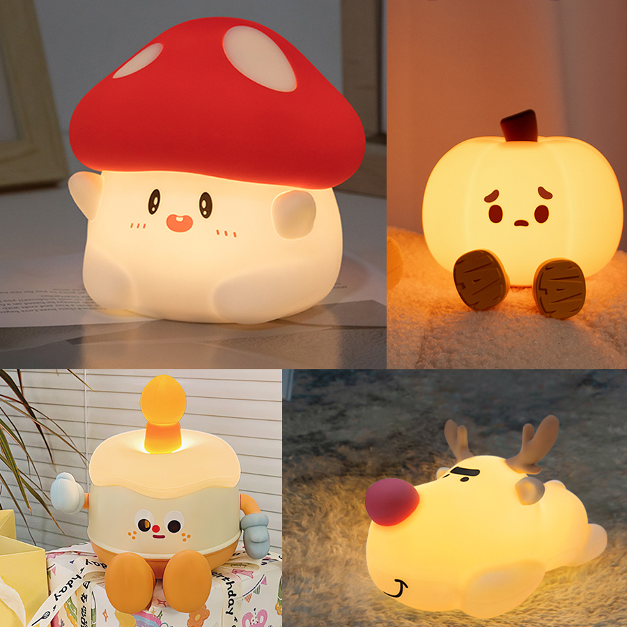 Baby Nursery Table Lamp - Mushroom Night Light LED Rechargeable USB
