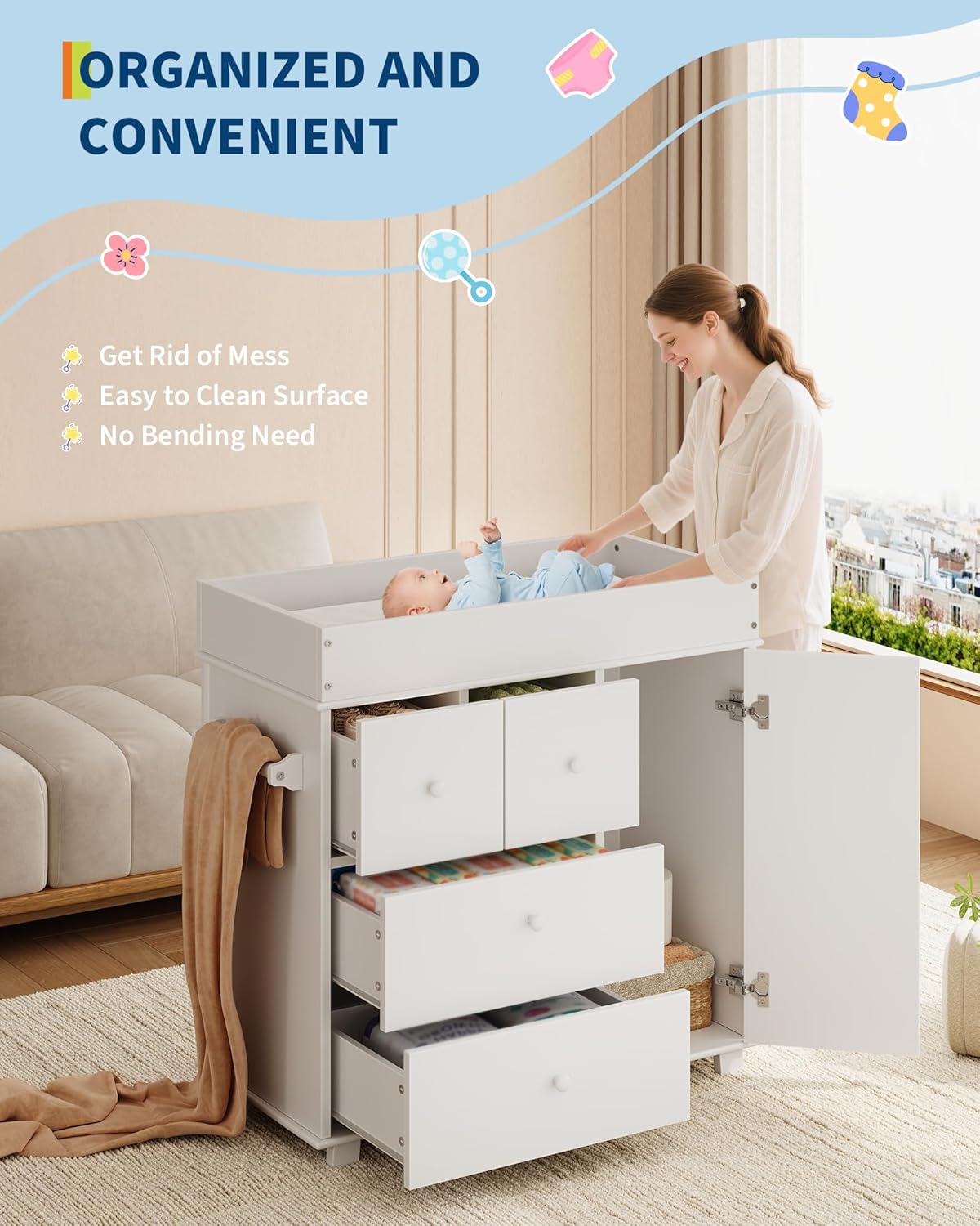 Baby Nursery Dresser Changing Table - Changing Table Dresser, Nursery Baby Dresser