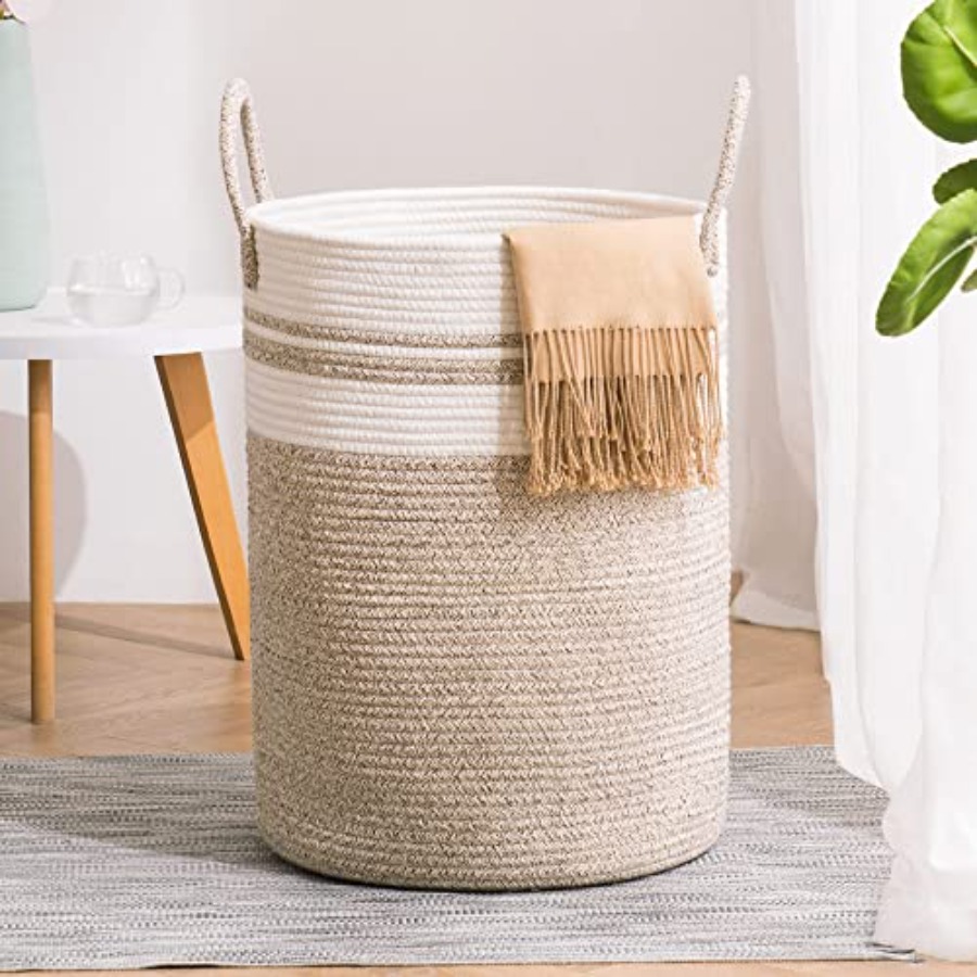 Woven Rope Laundry Hamper Bask - Baby Nursery Laundry Basket ulasan dan harga