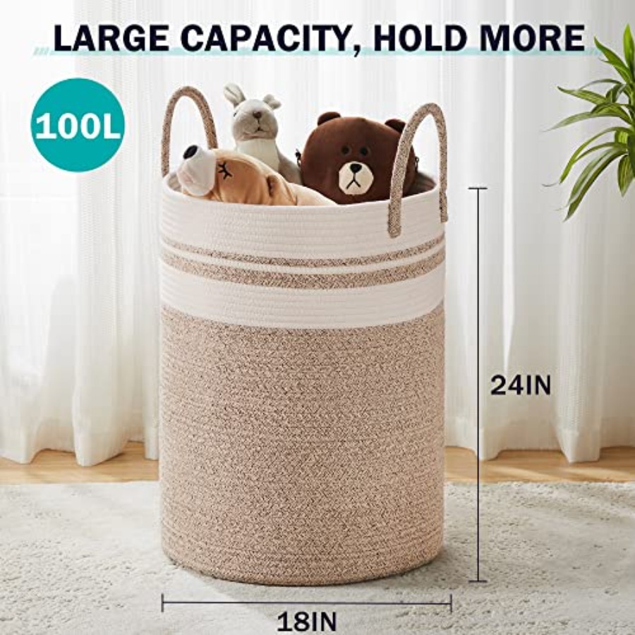 Woven Rope Laundry Hamper Bask - Baby Nursery Laundry Basket ulasan dan harga