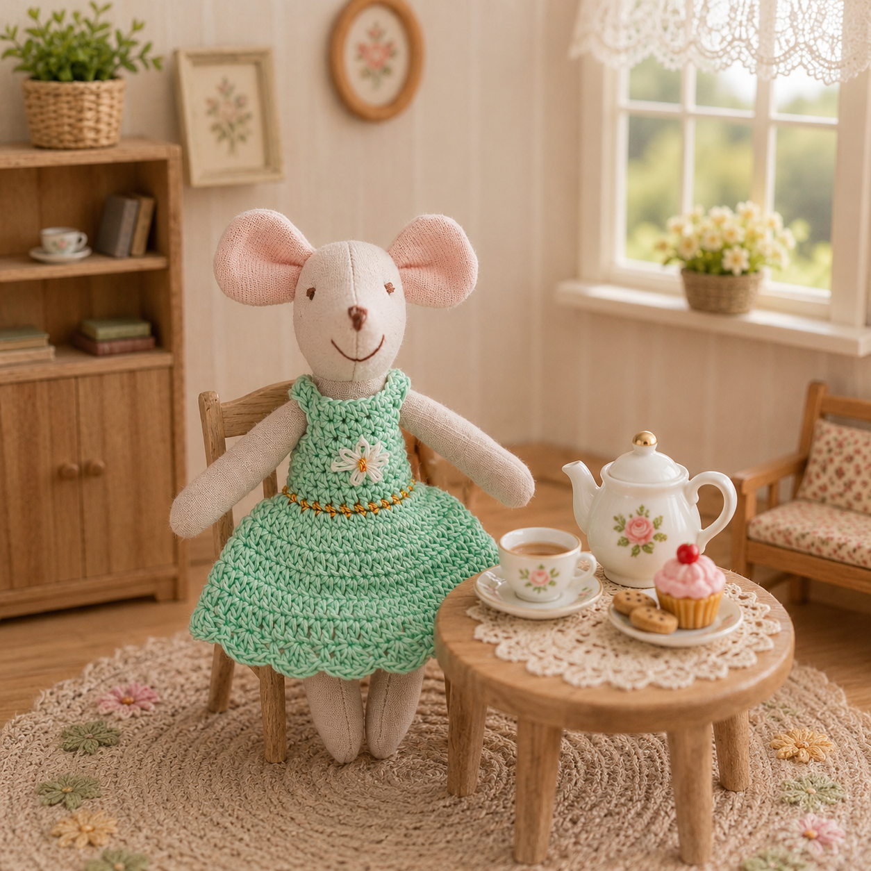 Handmade Crochet Mouse Doll, C - Baby Nursery Uniform ulasan dan harga
