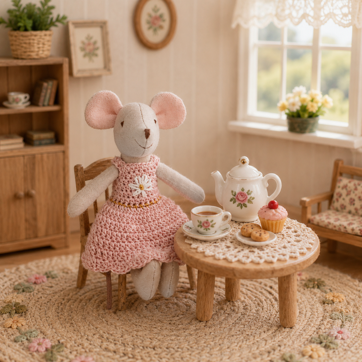 Handmade Crochet Mouse Doll, C - Baby Nursery Uniform ulasan dan harga