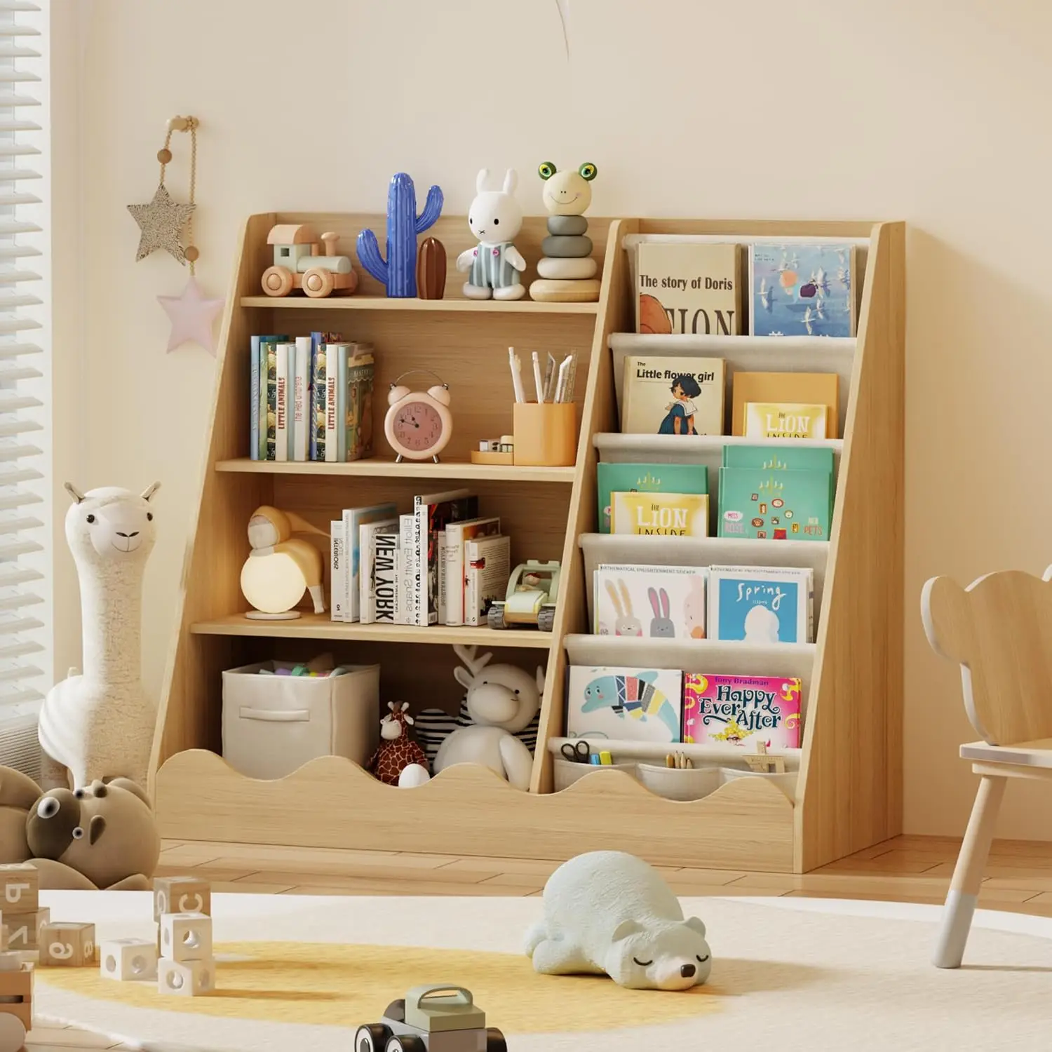 Wooden Kids Bookcase 4 Tier Ba - Baby Nursery Storage ulasan dan harga