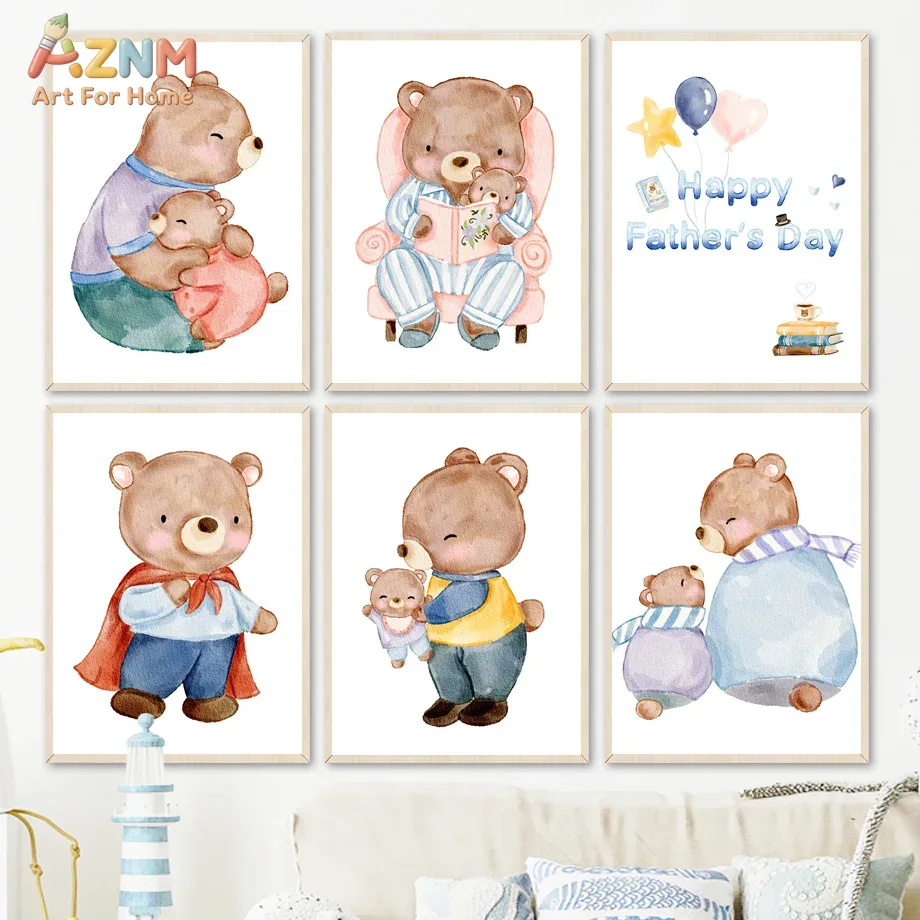 AZNM Watercolor Father and Bab - Baby Nursery Themes Girl ulasan dan harga