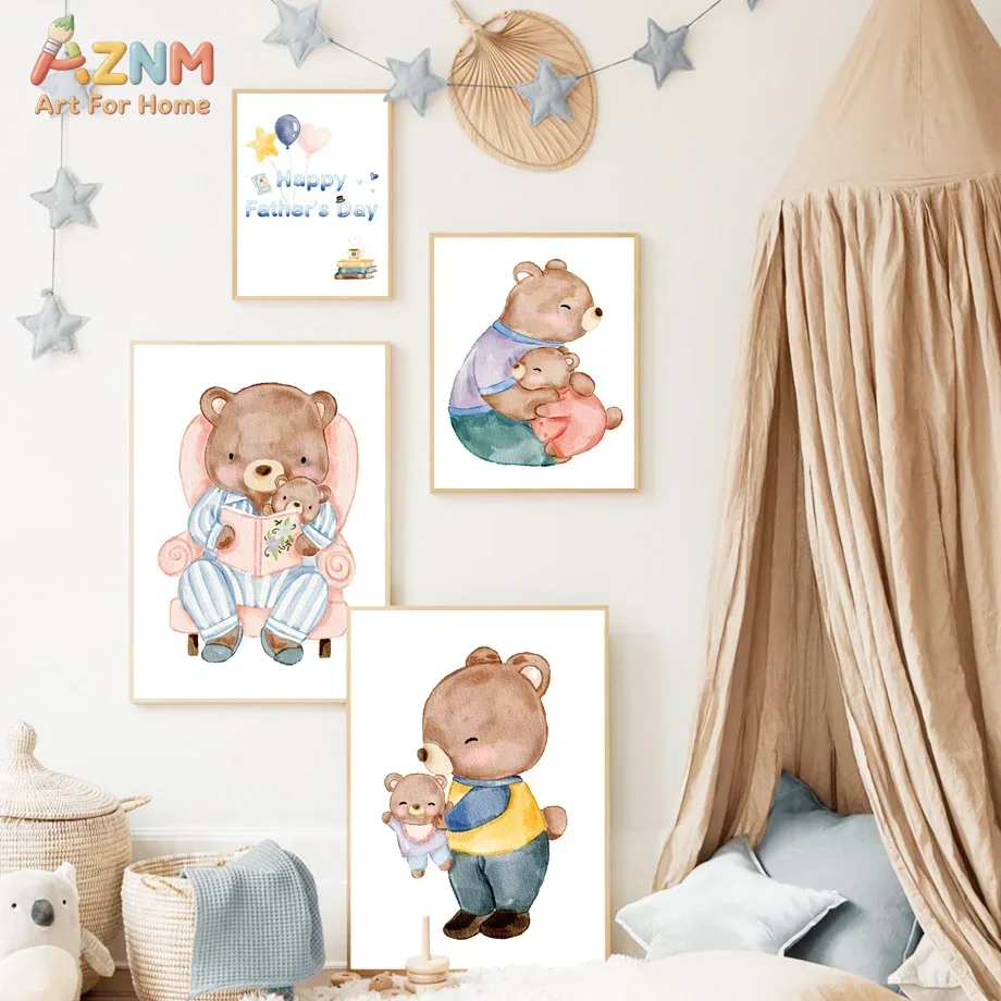 AZNM Watercolor Father and Bab - Baby Nursery Themes Girl ulasan dan harga