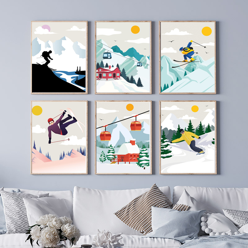 Minimalist Snow Mountain Canva - Baby Nursery Themes Girl ulasan dan harga