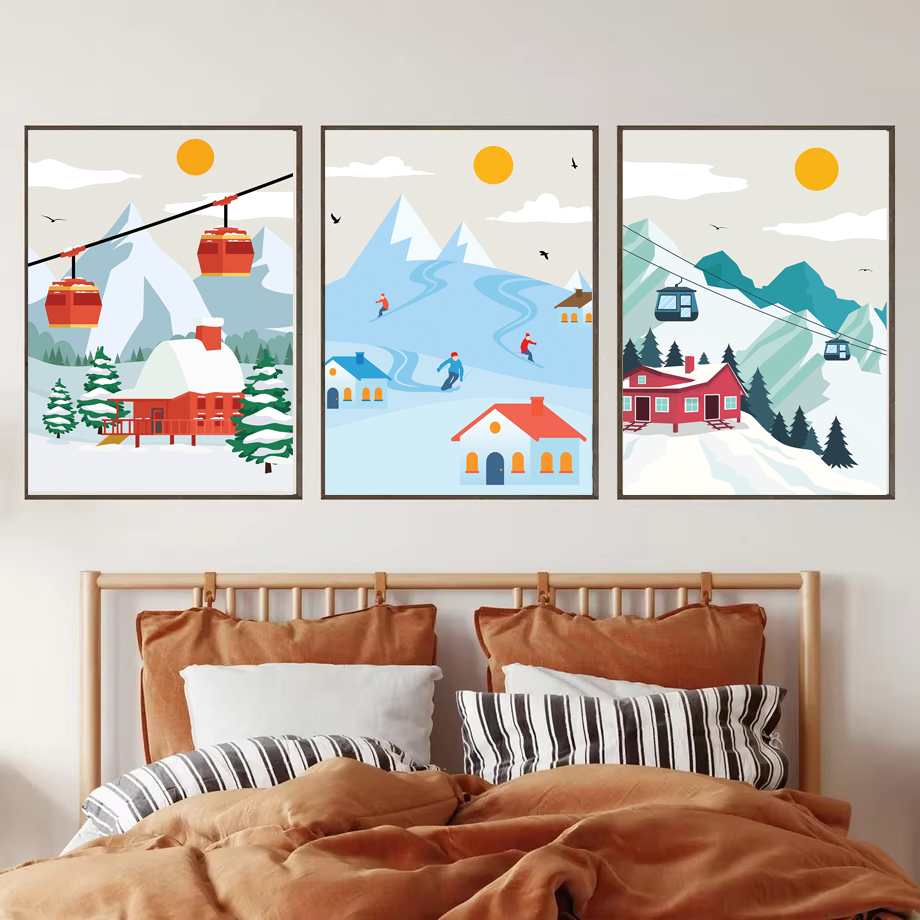 Minimalist Snow Mountain Canva - Baby Nursery Themes Girl ulasan dan harga