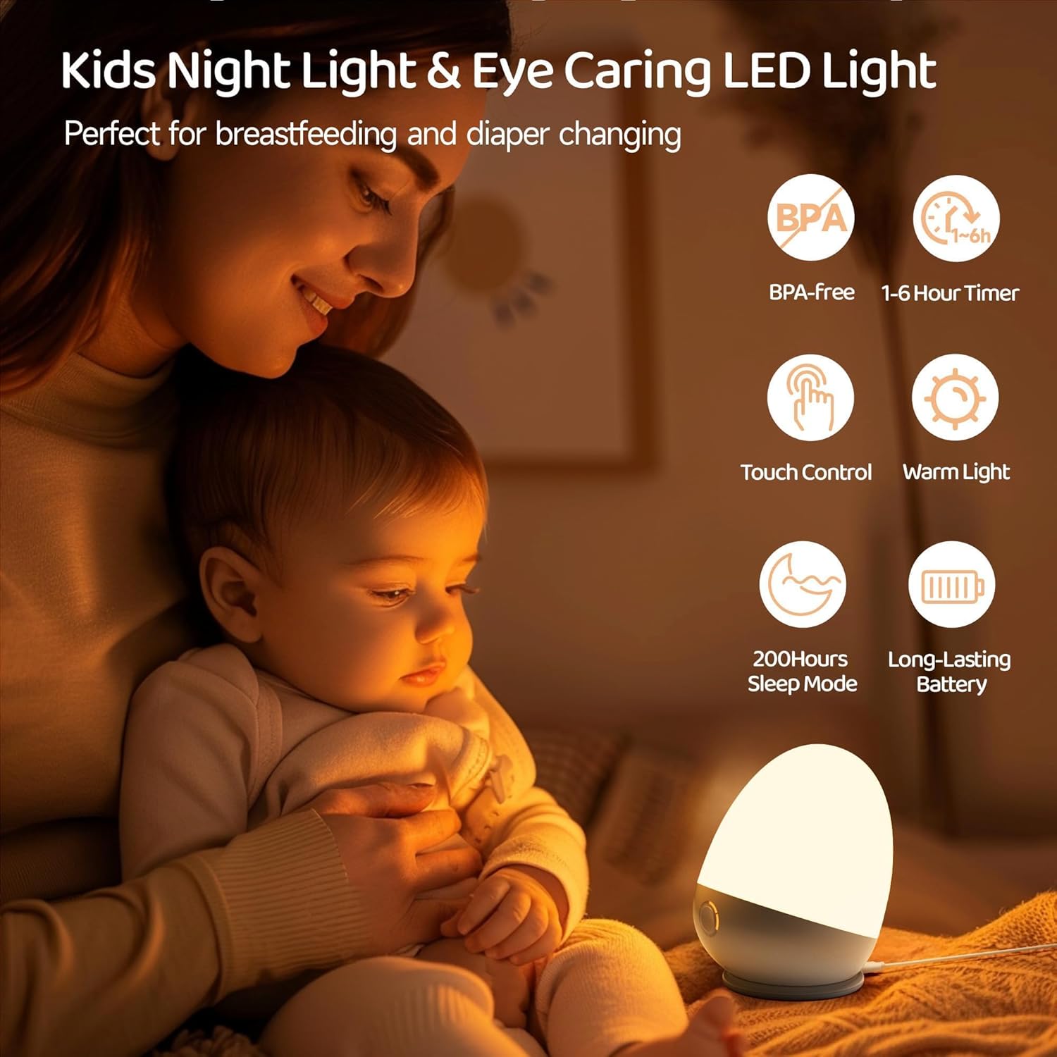 Touch Egg Night Light for Baby - Baby Nursery Egg Light ulasan dan harga