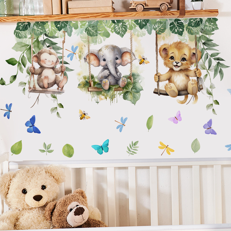 Cartoon Jungle Animals Theme W - Baby Nursery Themes Girl ulasan dan harga