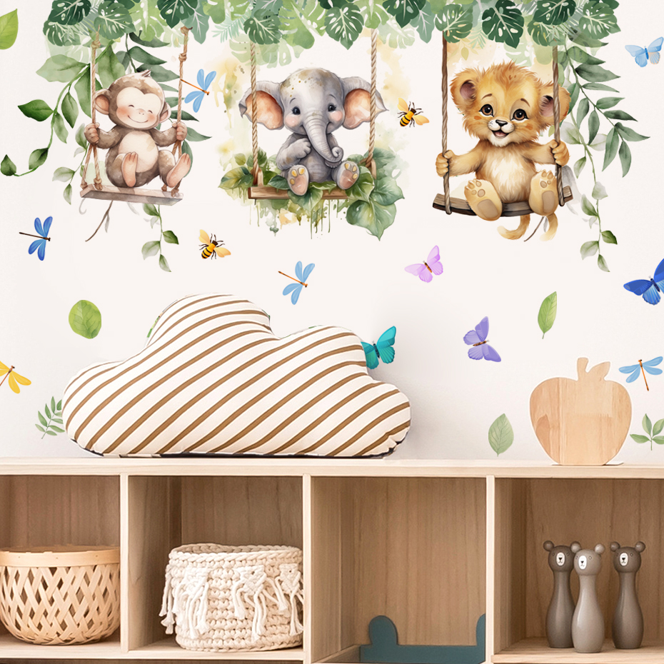 Cartoon Jungle Animals Theme W - Baby Nursery Themes Girl ulasan dan harga