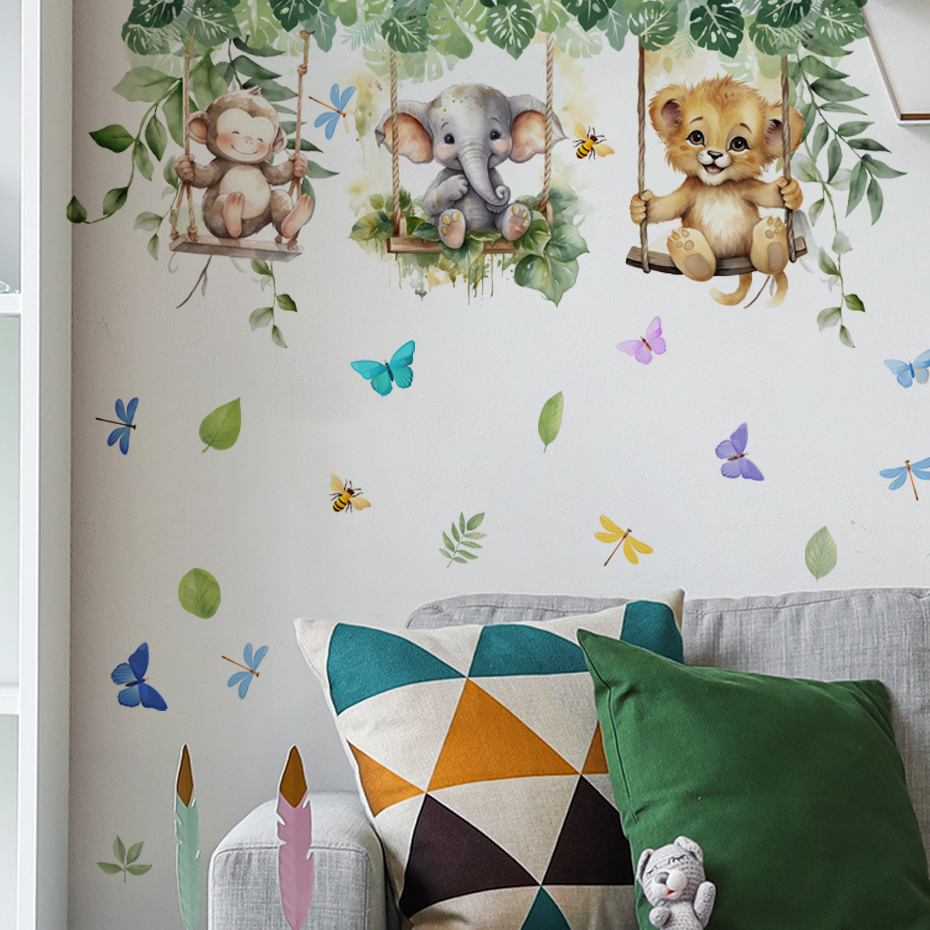 Cartoon Jungle Animals Theme W - Baby Nursery Themes Girl ulasan dan harga