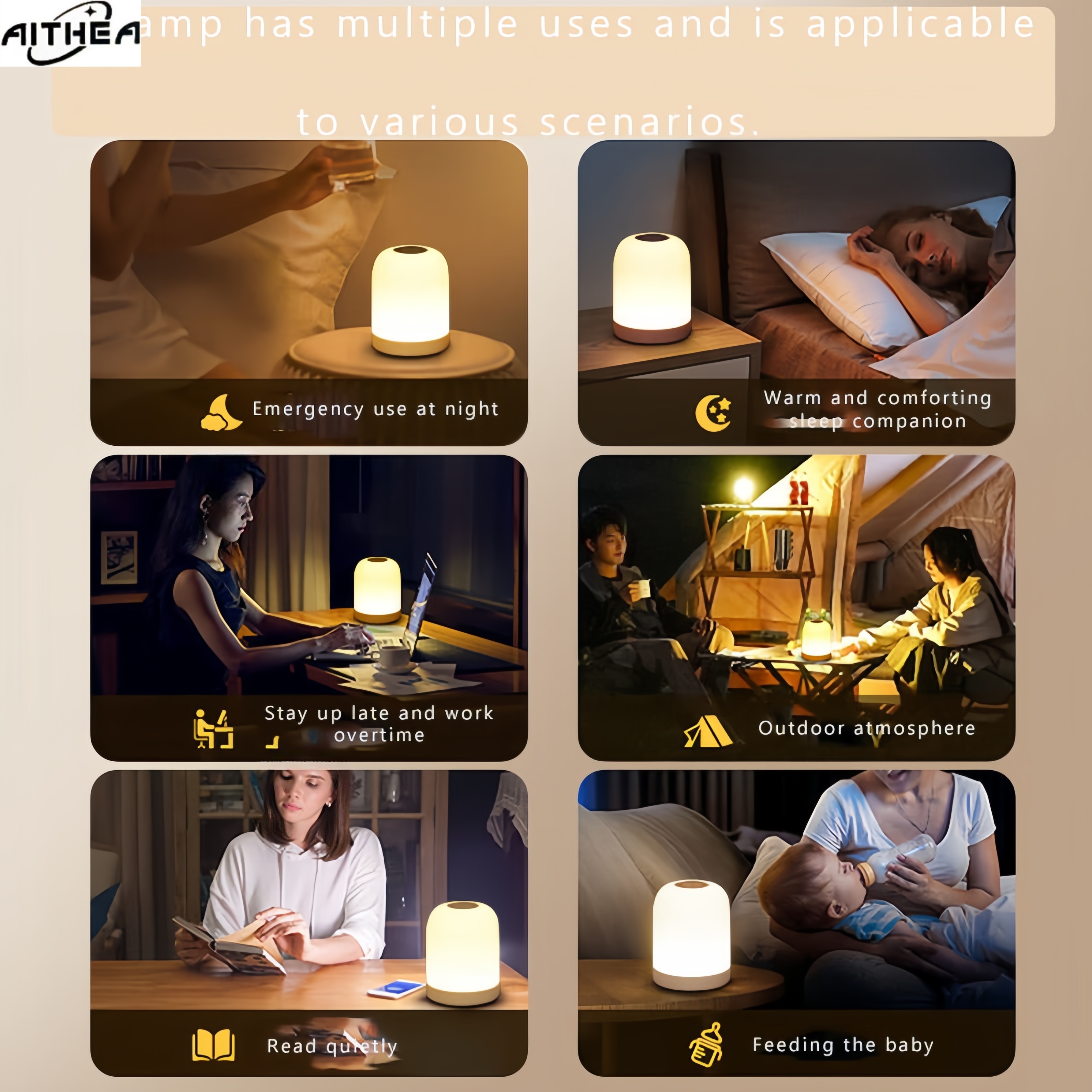 AITHEA 3 Color Led Night Light - Baby Nursery Table Lamp ulasan dan harga