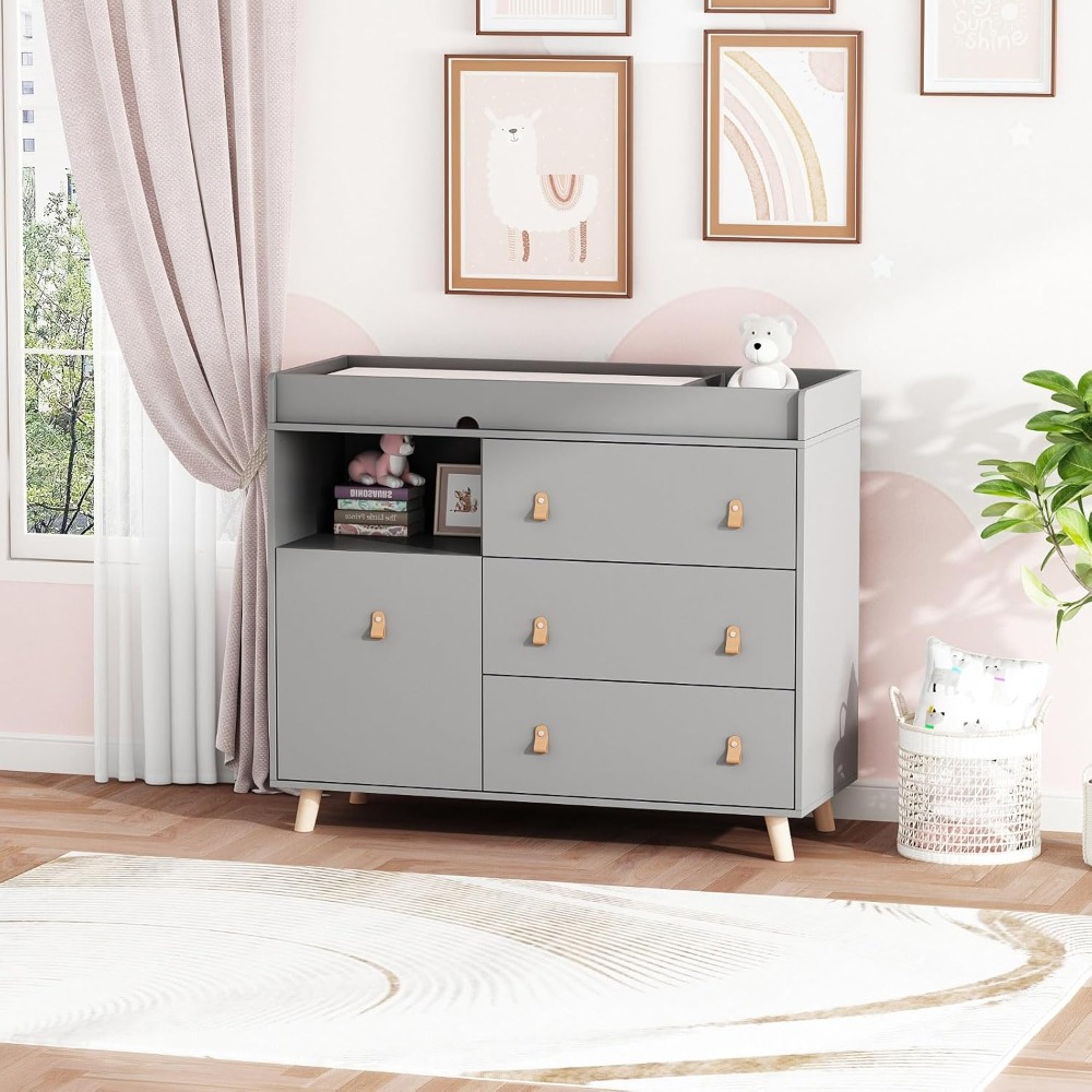 Baby Dresser Changing Table, T - Baby Nursery Laundry Basket ulasan dan harga
