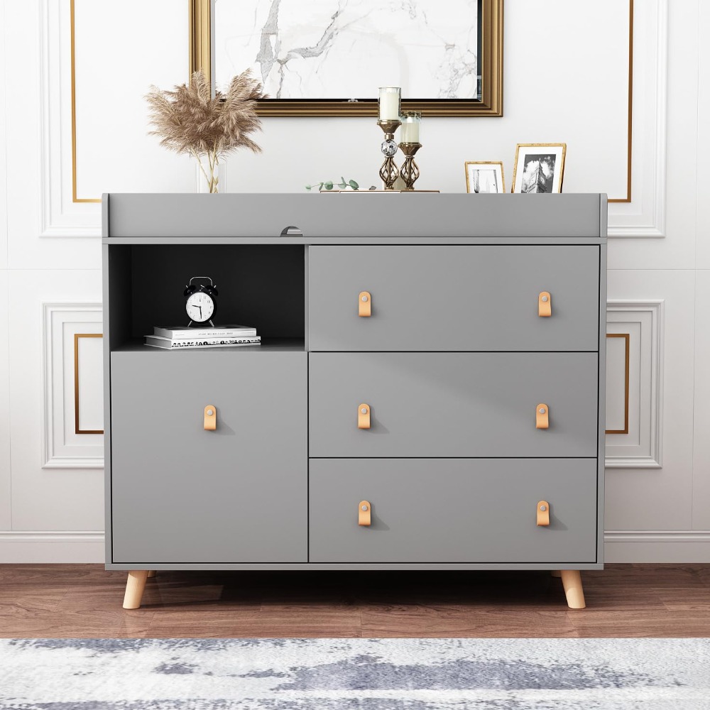 Baby Dresser Changing Table, T - Baby Nursery Laundry Basket ulasan dan harga