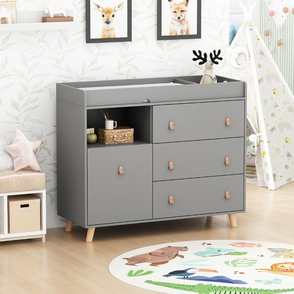 Baby Dresser Changing Table, T - Baby Nursery Laundry Basket ulasan dan harga