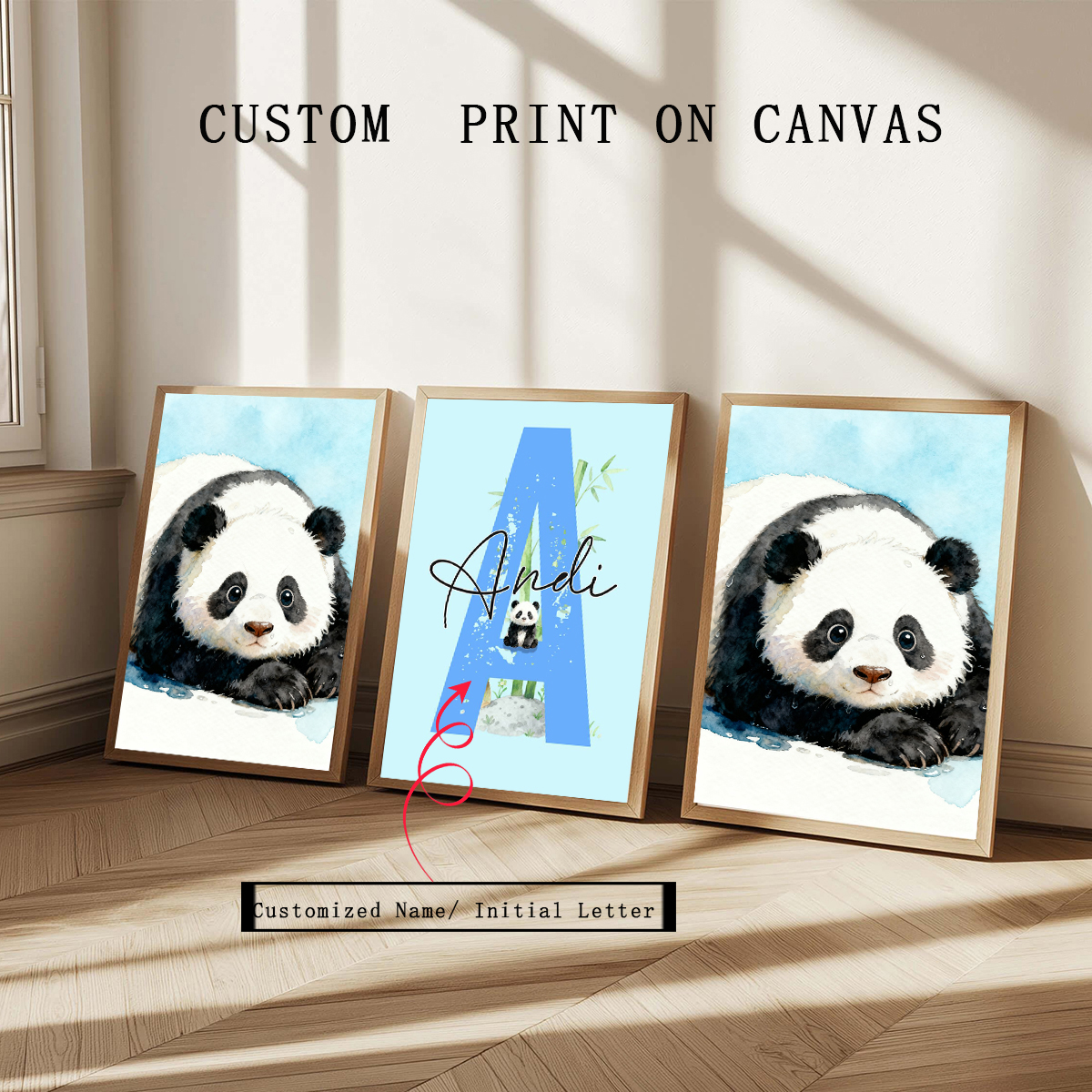 3pcs Personalized Panda Nurser - Baby Nursery Wall ulasan dan harga