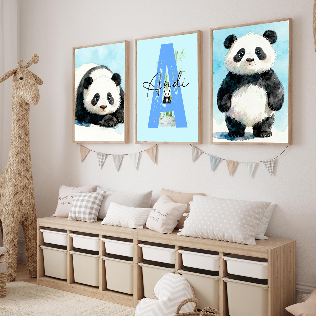 3pcs Personalized Panda Nurser - Baby Nursery Wall ulasan dan harga