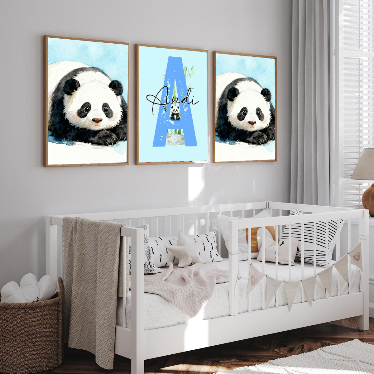 3pcs Personalized Panda Nurser - Baby Nursery Wall ulasan dan harga