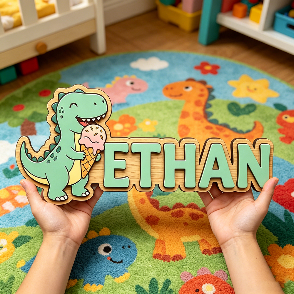 Whimsical Ice Cream Dinosaur C - Baby Nursery Wall ulasan dan harga