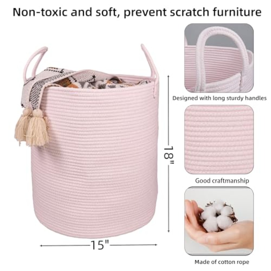 Cotton Rope Laundry Basket Ham - Baby Nursery Laundry Basket ulasan dan harga