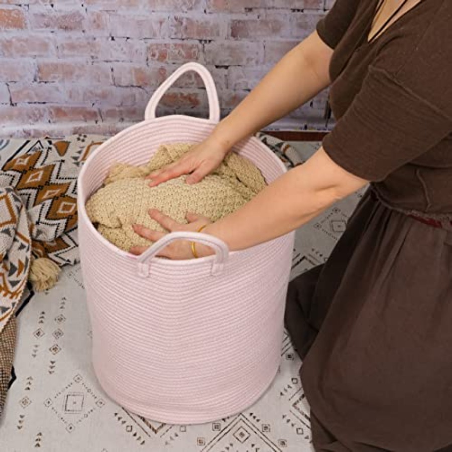 Cotton Rope Laundry Basket Ham - Baby Nursery Laundry Basket ulasan dan harga