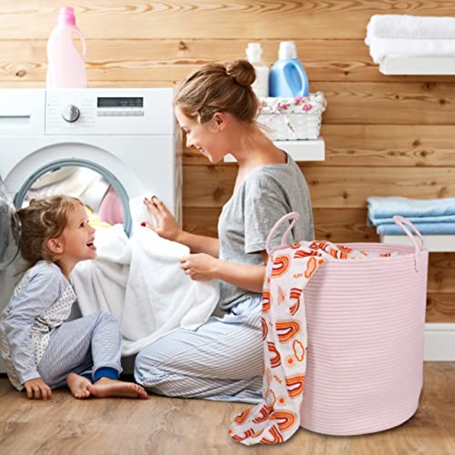 Cotton Rope Laundry Basket Ham - Baby Nursery Laundry Basket ulasan dan harga