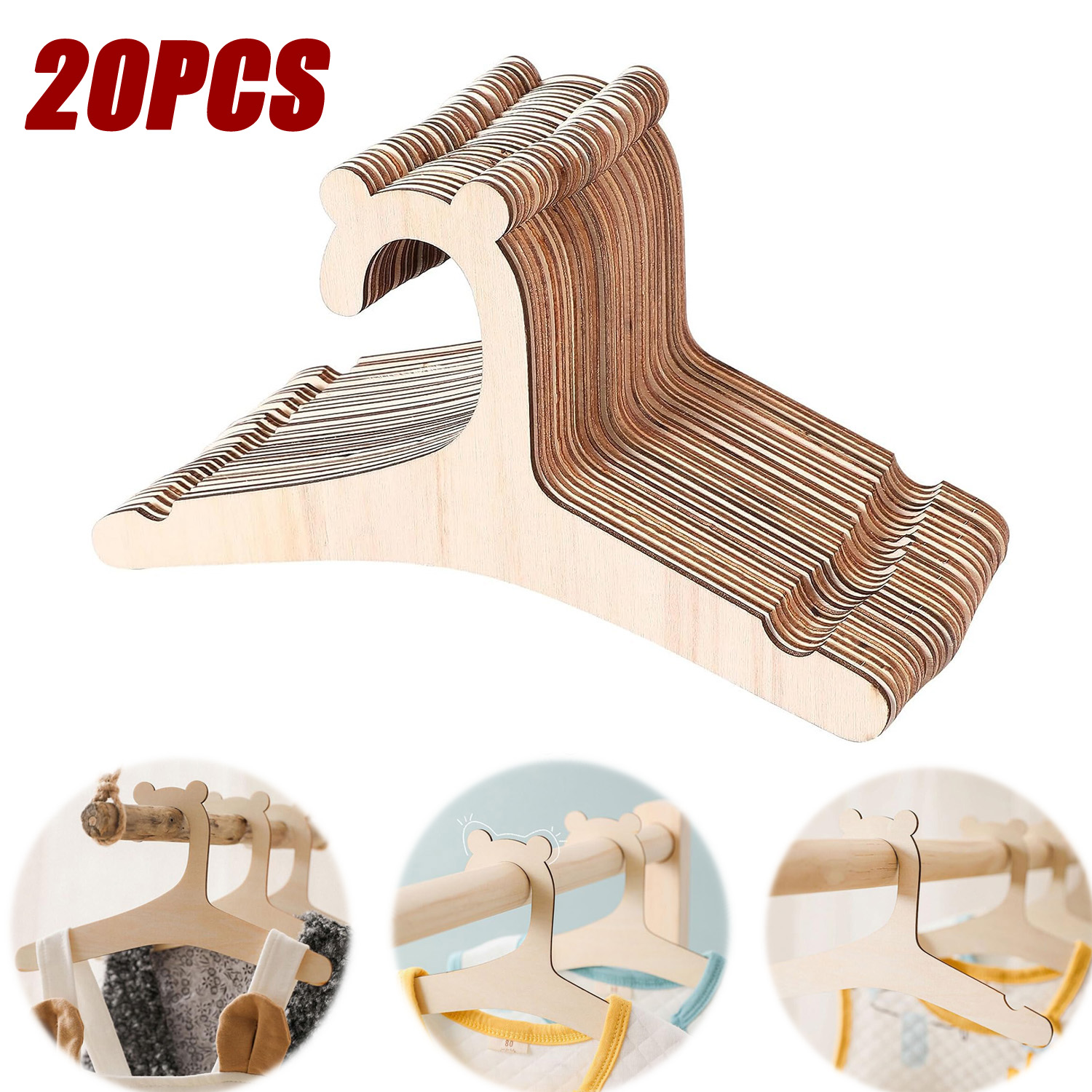 20pcs Baby Clothes Rack Wooden - Baby Nursery Uniform ulasan dan harga