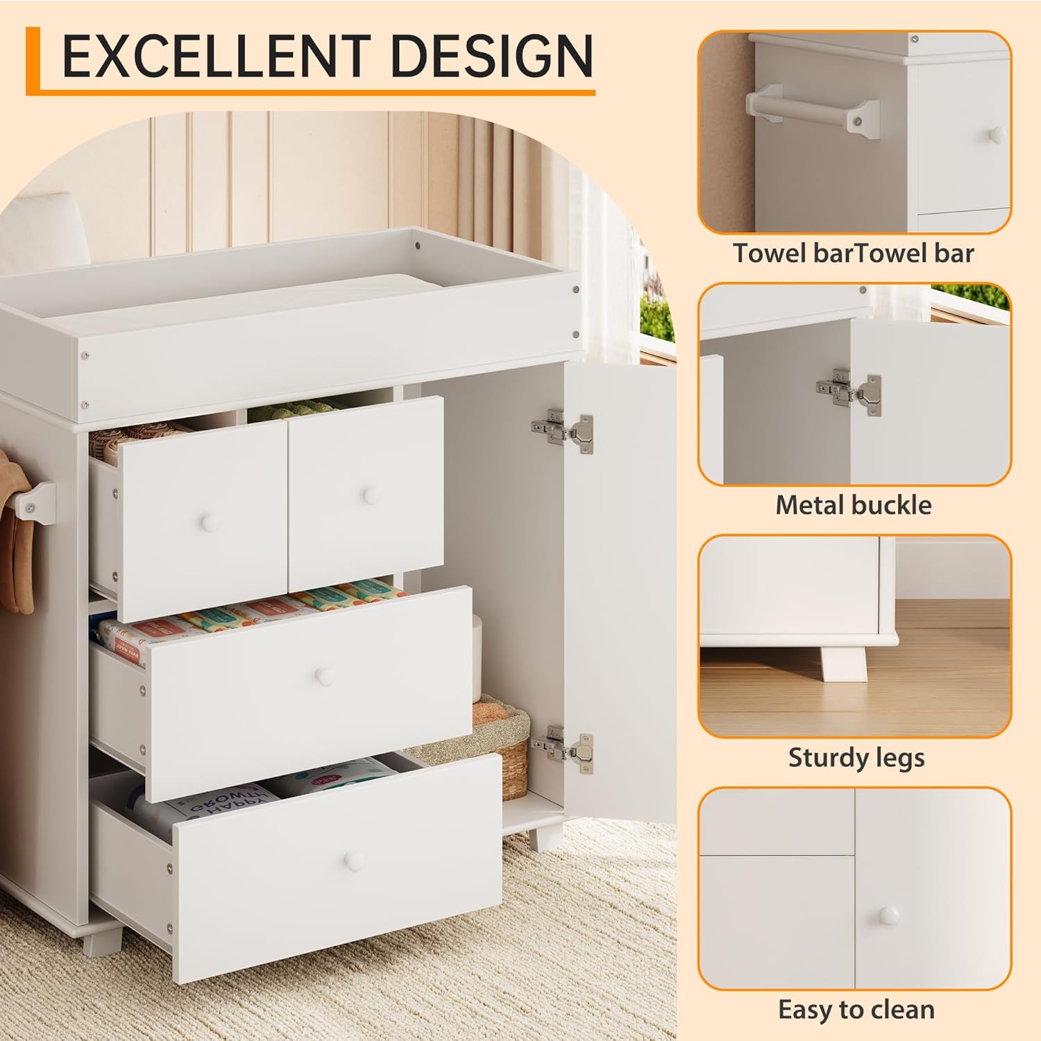 Baby Changing Table Dresser wi - Baby Nursery Dresser Changing Table ulasan dan harga