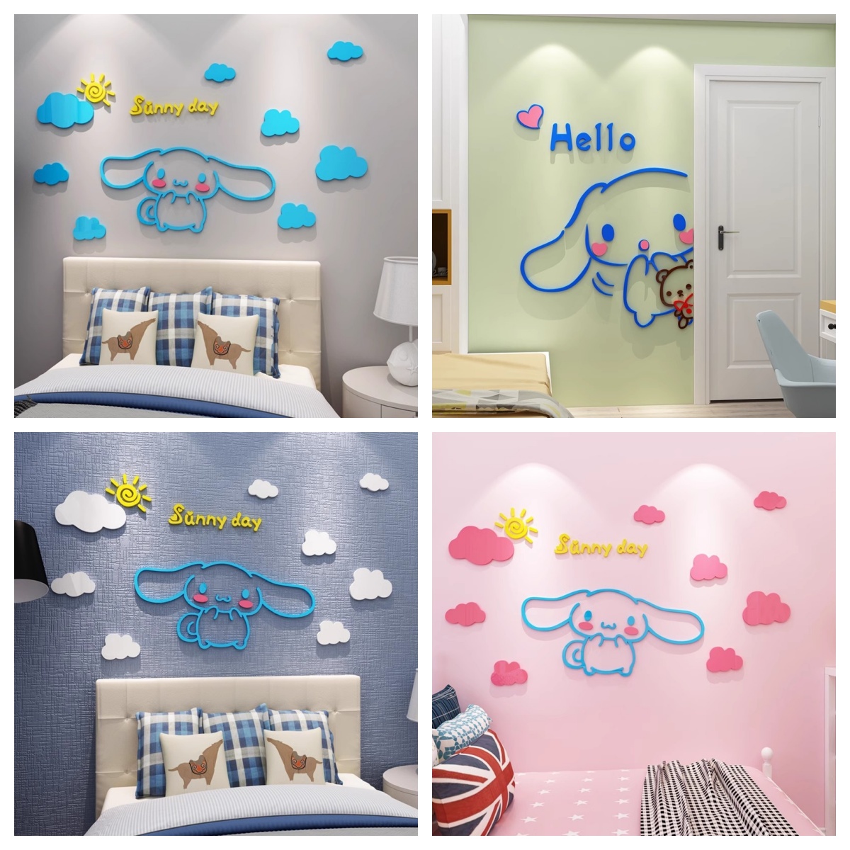 Sanrio Stickers Acrylic Layout - Baby Nursery Wall Decor ulasan dan harga