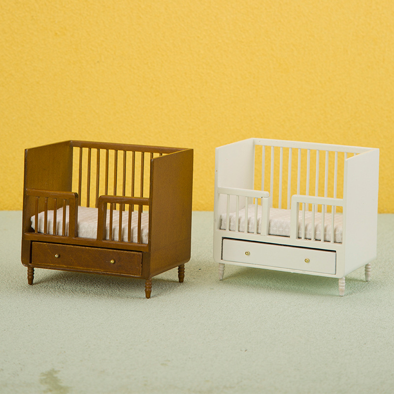 1:12 Miniature White Wood Baby - Baby Nursery Storage ulasan dan harga