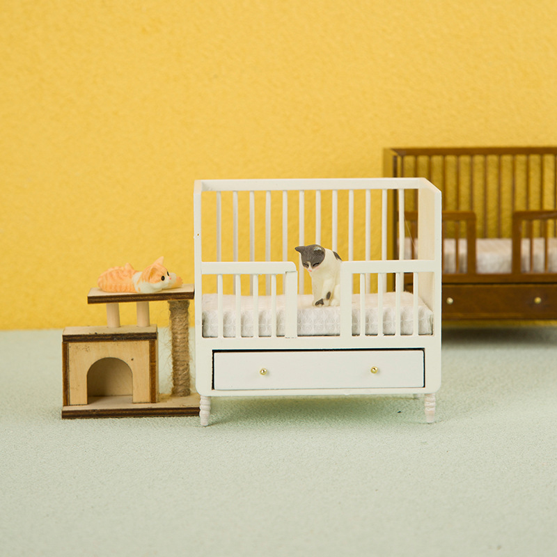 1:12 Miniature White Wood Baby - Baby Nursery Storage ulasan dan harga