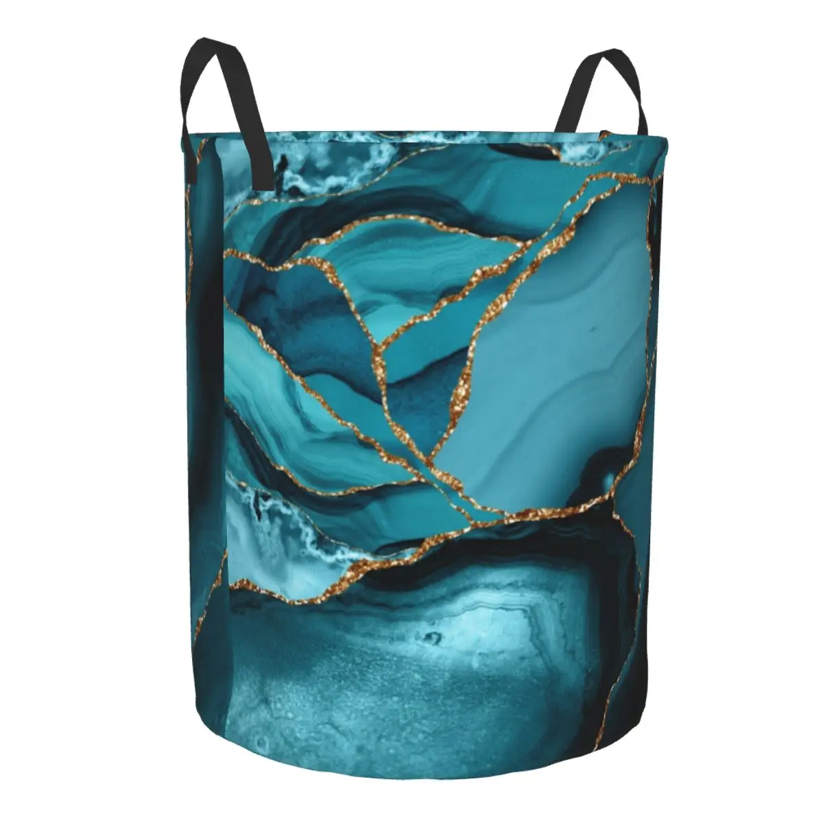 Custom Teal And Gold Marble La - Baby Nursery Laundry Basket ulasan dan harga