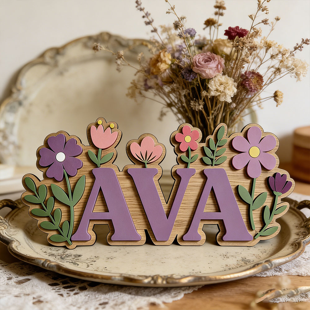 Custom 3D Flower Wreath Name D - Baby Nursery Themes Girl ulasan dan harga