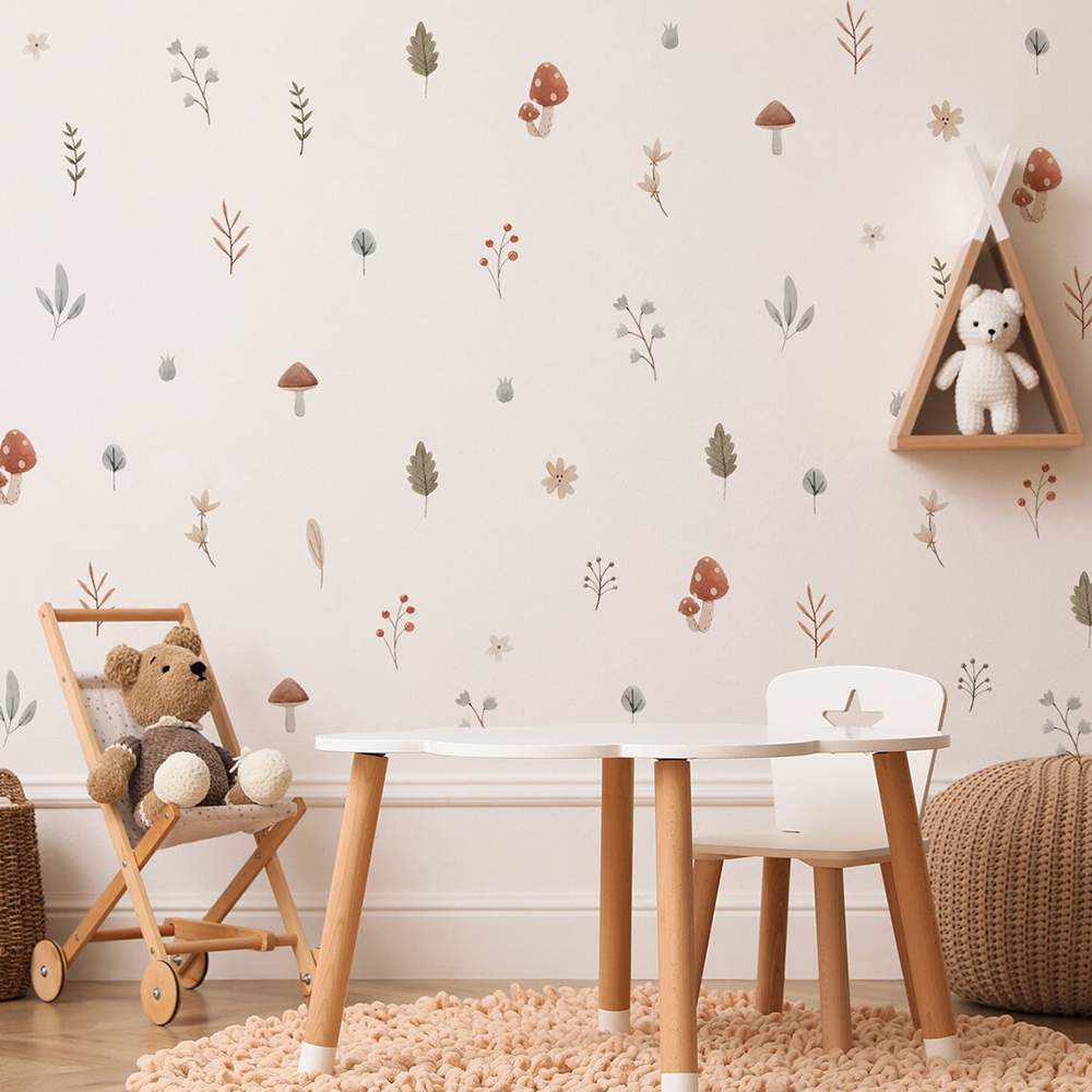 Boho Cartoon Mushroom Branch L - Baby Nursery Design ulasan dan harga