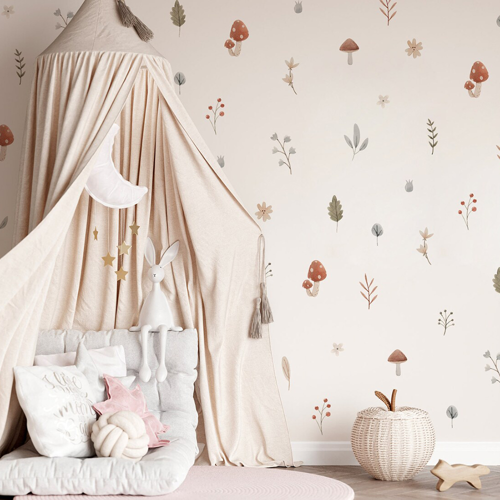 Boho Cartoon Mushroom Branch L - Baby Nursery Design ulasan dan harga