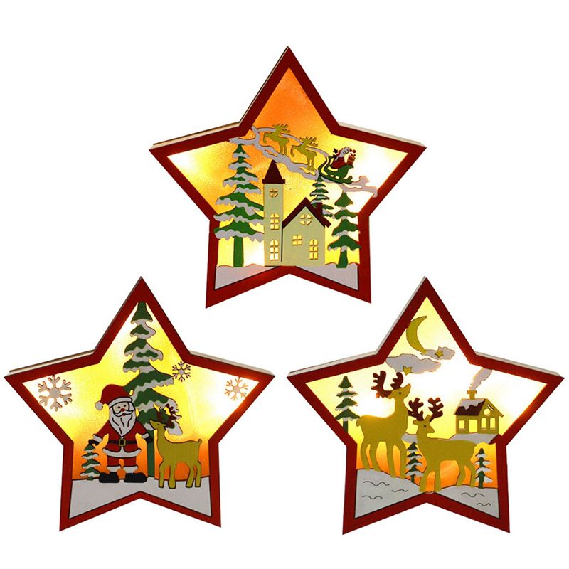 AA05 3 PCS LED Wood Star Night - Baby Nursery Table Lamp ulasan dan harga
