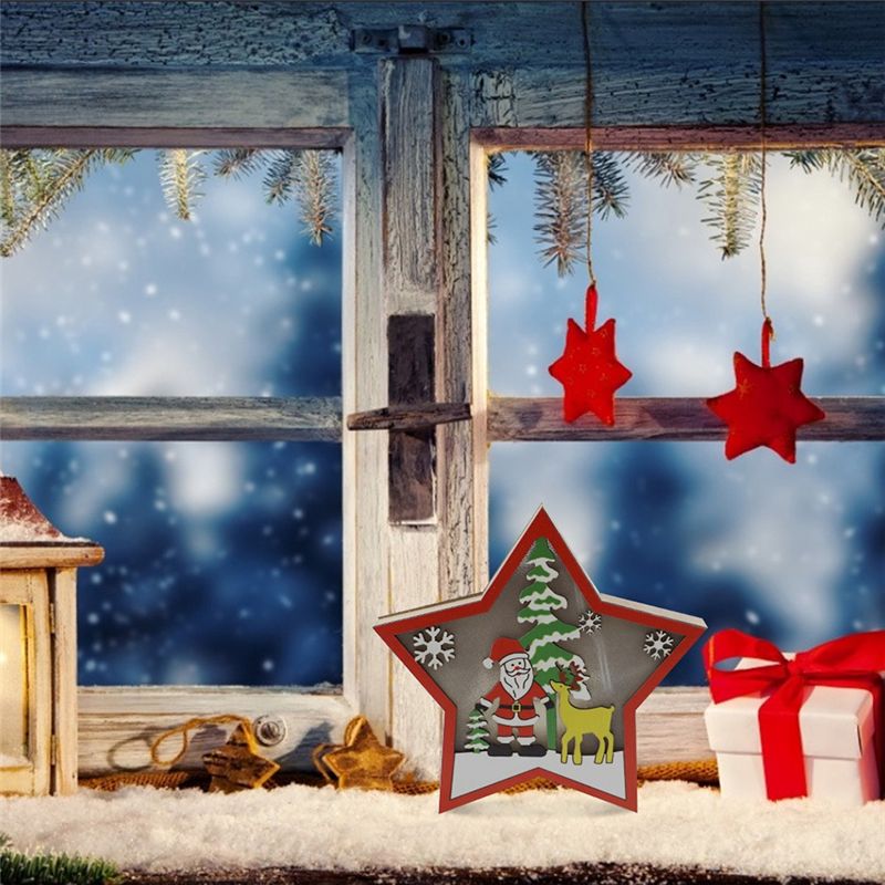 AA05 3 PCS LED Wood Star Night - Baby Nursery Table Lamp ulasan dan harga