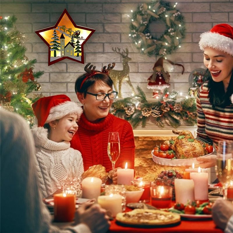 AA05 3 PCS LED Wood Star Night - Baby Nursery Table Lamp ulasan dan harga