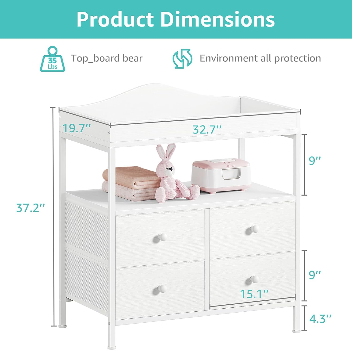 White Baby Changing Table Dres - Baby Nursery Dresser Changing Table ulasan dan harga