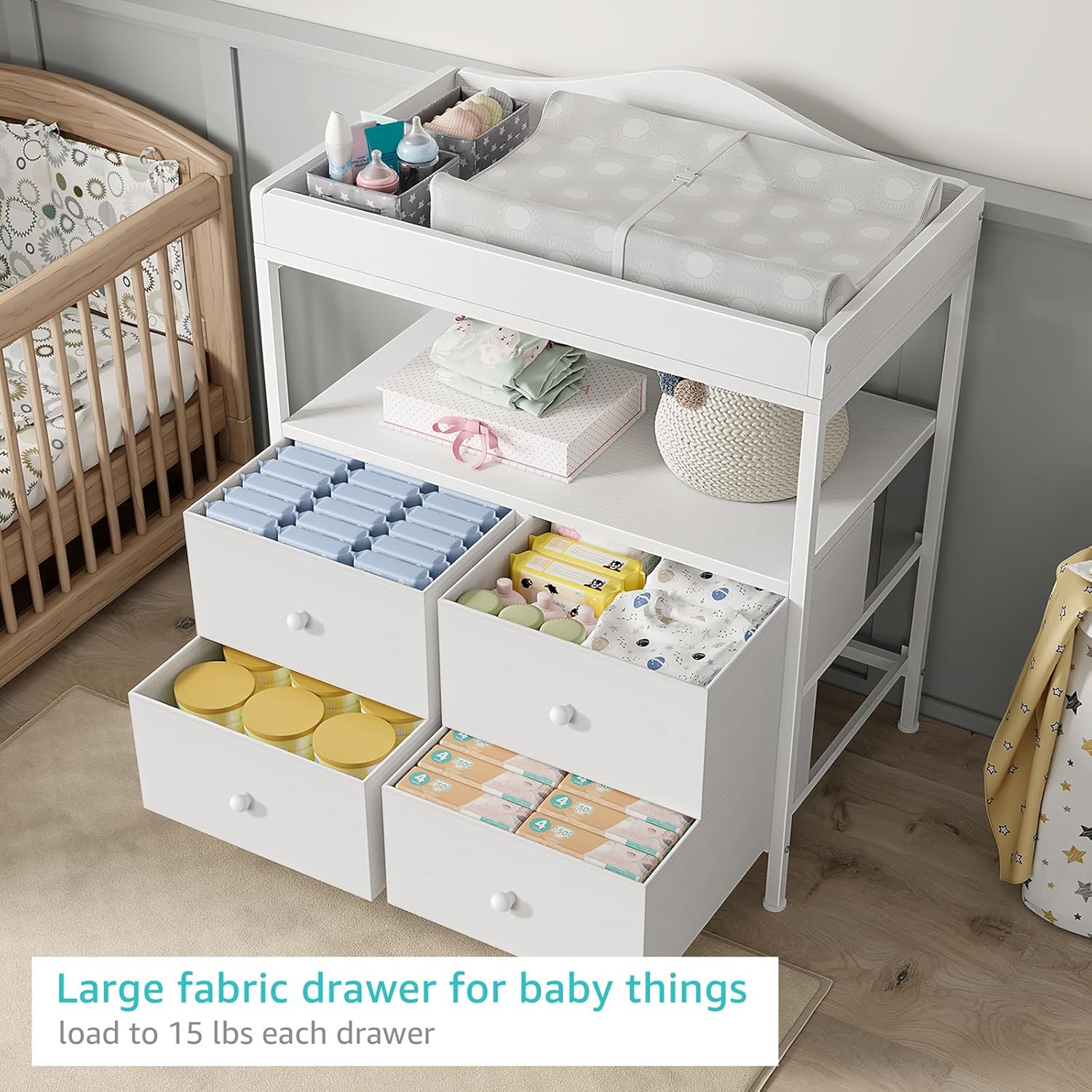 White Baby Changing Table Dres - Baby Nursery Dresser Changing Table ulasan dan harga