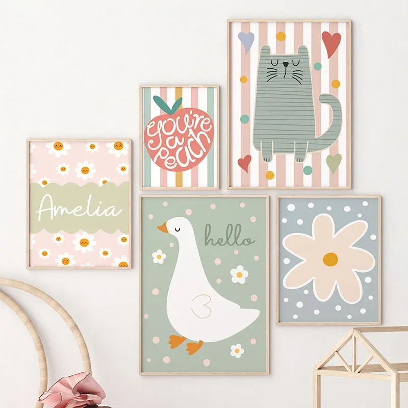 Cartoon Cat Duck Bird Apple Cu - Baby Nursery Wall ulasan dan harga